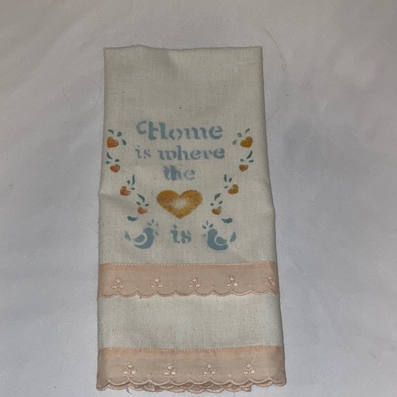 Vintage Home is where the Heart is dishcloth/hand towel. EUC!! Country Cottage - Picture 1 of 2